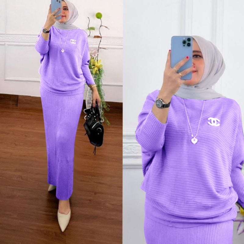 XC - SET MEGAN KNIT / SETELAN WANITA / FASHION TERBARU / SETELAN WANITA RAJUT