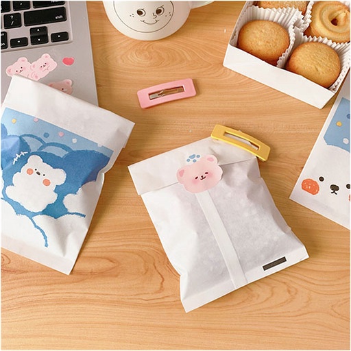 Simple Ins Paper Bag Tas Penyimpanan Kartun Lucu Mini Snack Candy Bear Tas Hadiah Ulang Tahun-Won