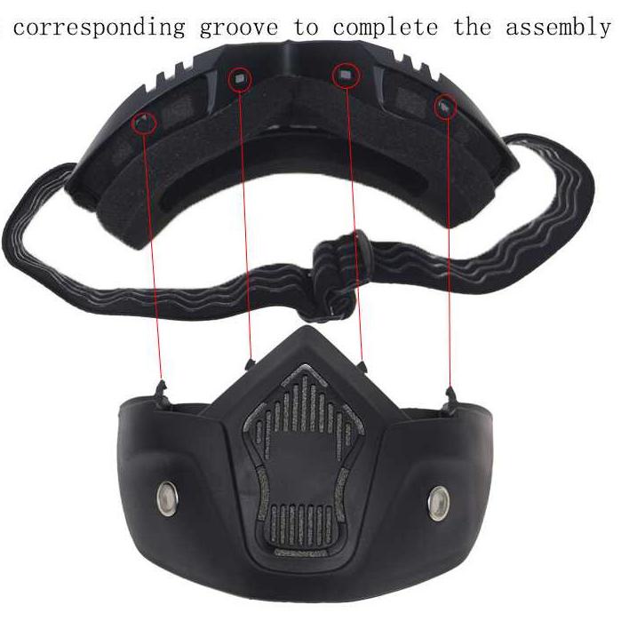 Baru Goggles Kacamata + Masker Full Face Helem Goggle Mask Helm Gun Ski Motor Cross Topeng Kaca Mata