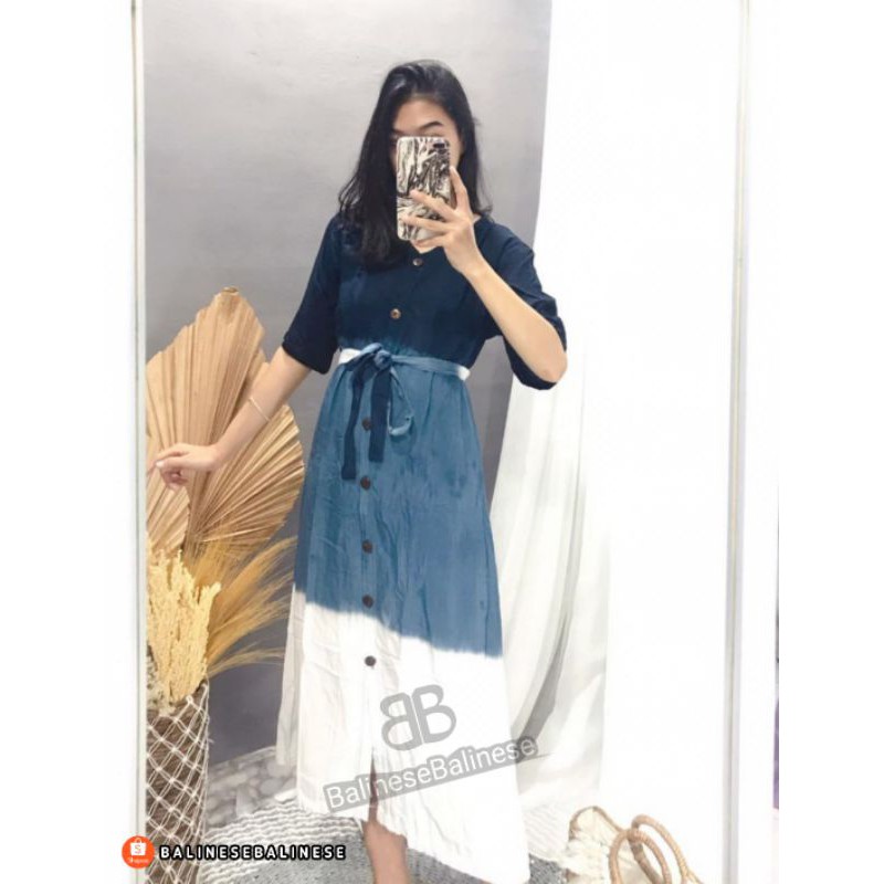 Dress Maxi Panjang Tali Bali Tie Dye Gradasi