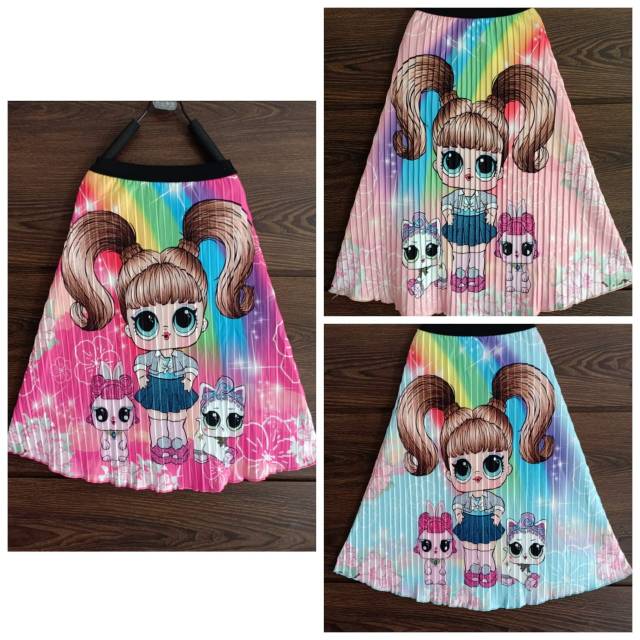 ROK ANAK PEREMPUAN  PLISKET SCUBA KARAKTER LOL