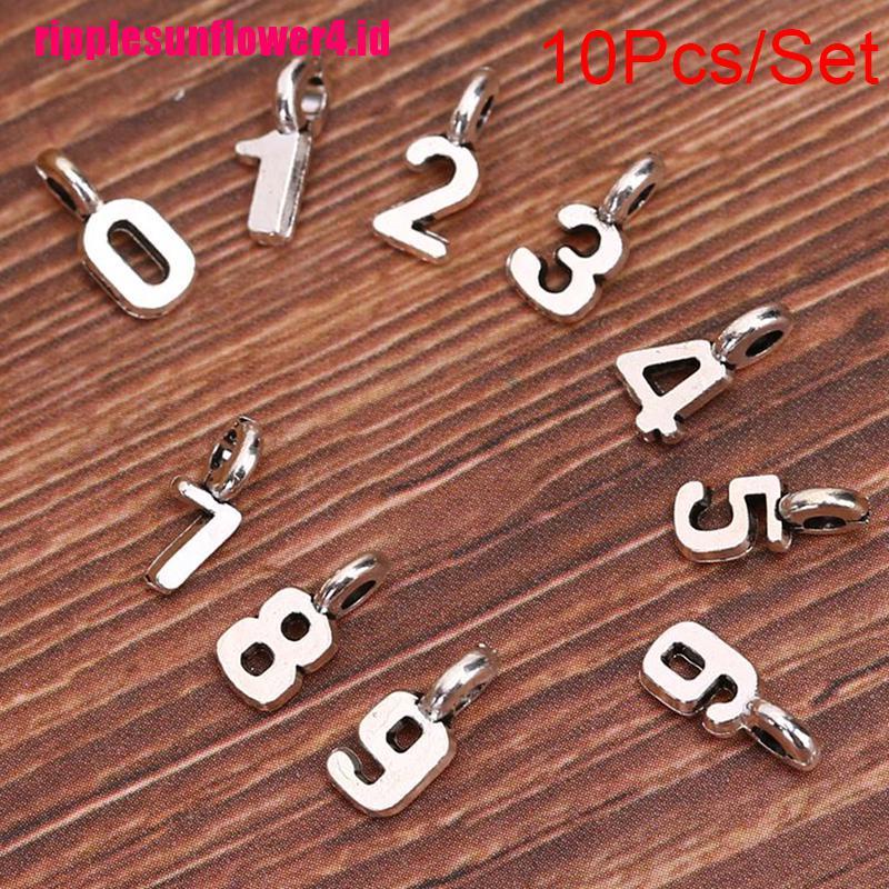 10pcs / set Liontin Kalung Bentuk Angka Arab Bahan Alloy