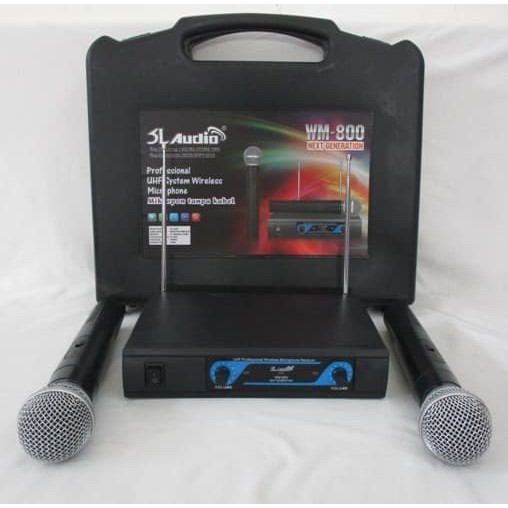 SL Audio WM-800 Mic Double Wireless Microphone Tas Cover Tanpa Kabel