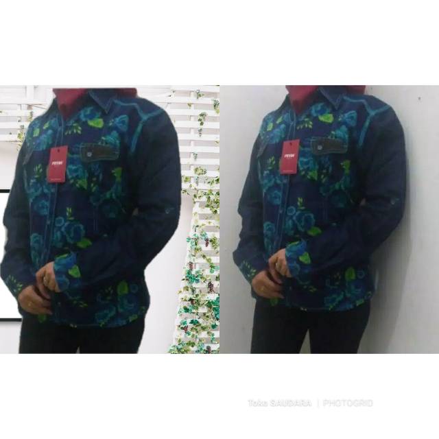 Kemeja codoray motif kombinasi jeans