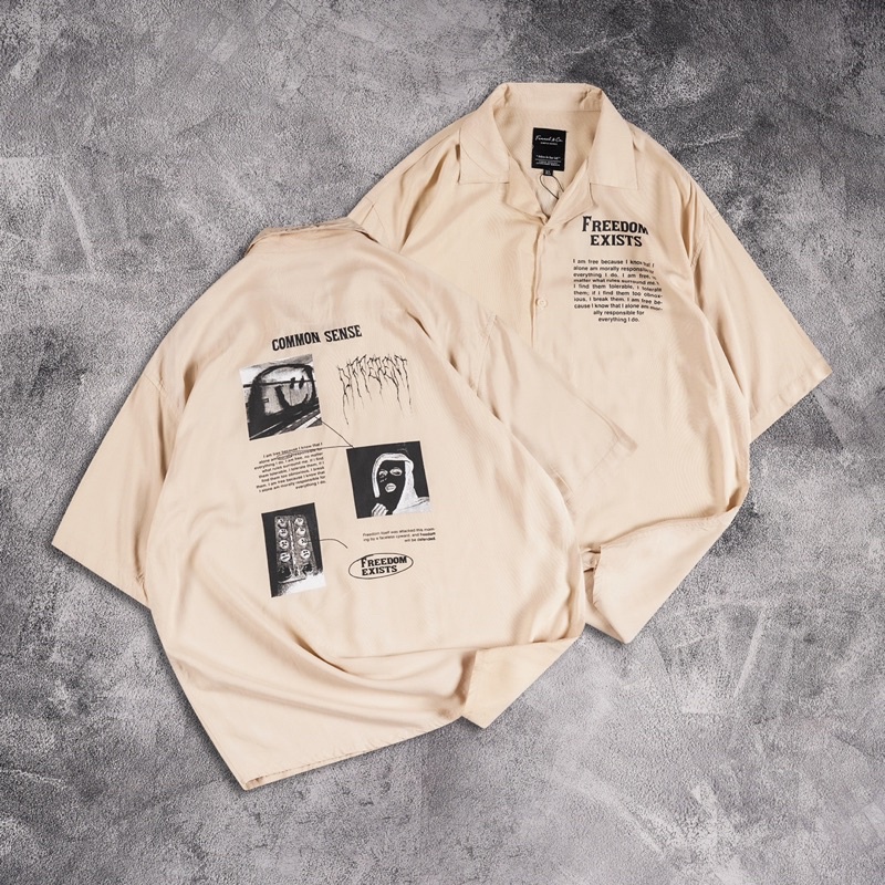 [N00494] Kemeja Distro Motif / Full Print Motif FREEDOM EXISTS
