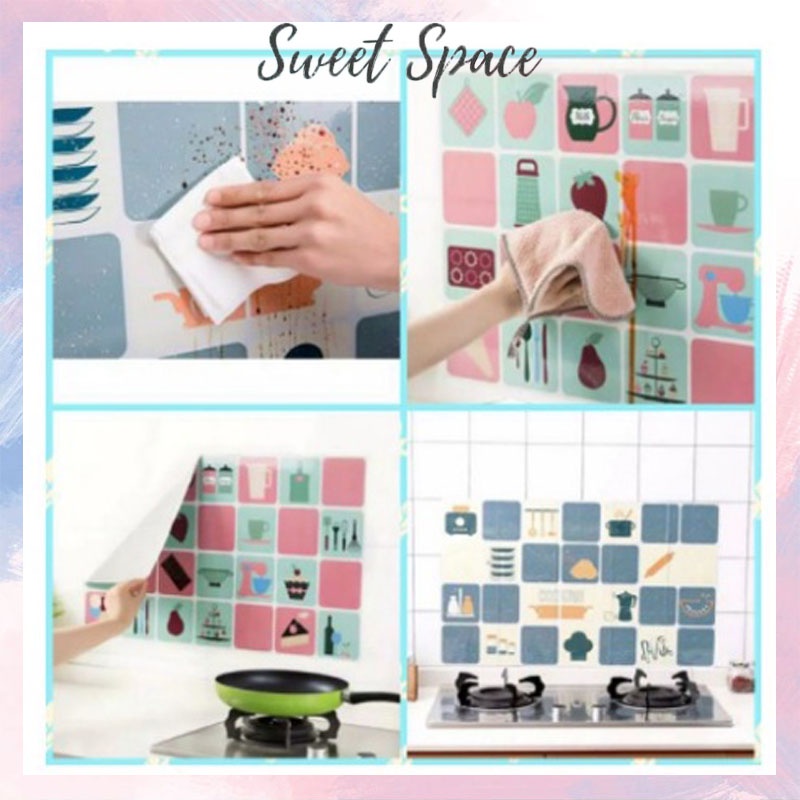 WALLPAPER STICKER DAPUR ANTI MINYAK DAN ANTI API ALUMINIUM FOIL [SWEETSPACE]