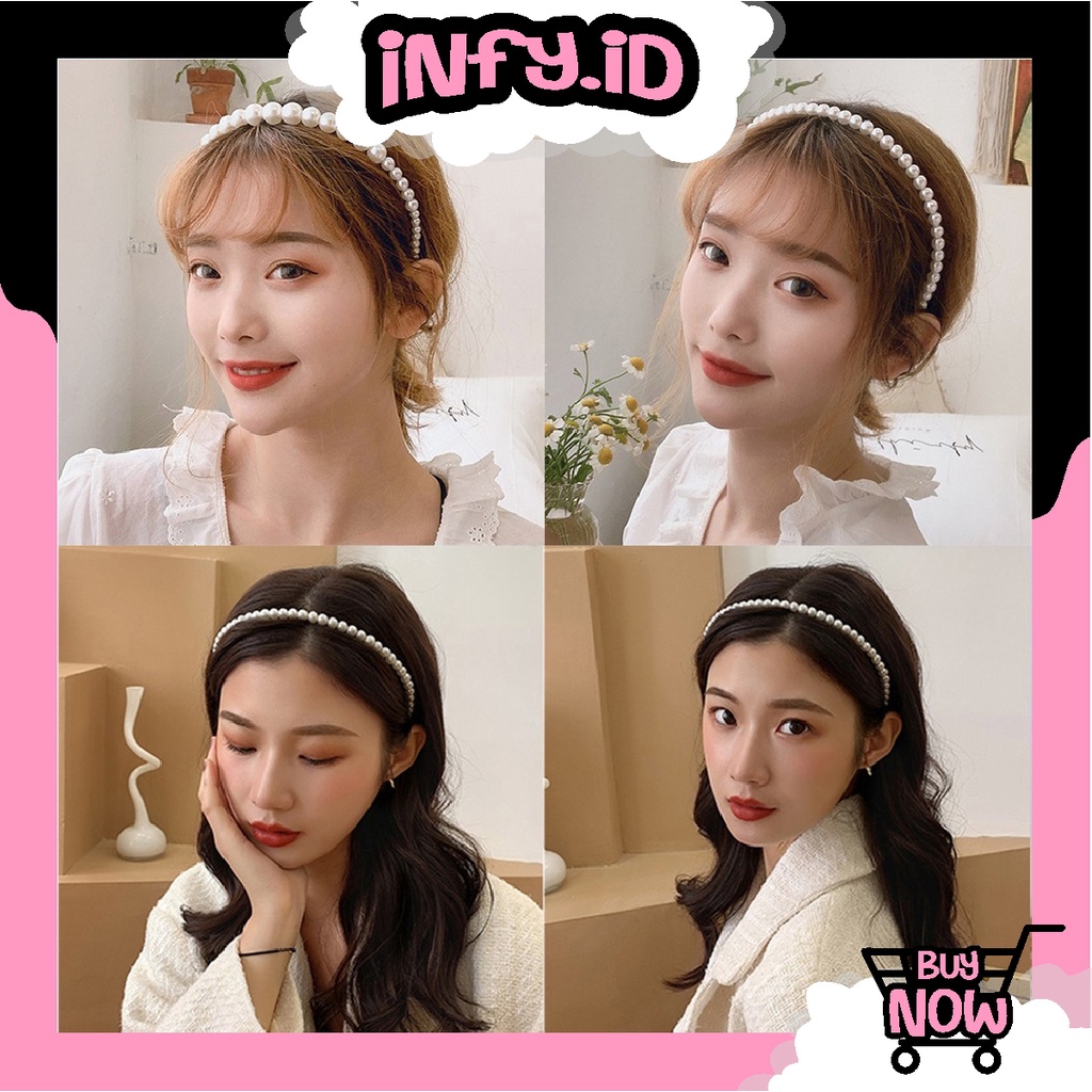 INFY - R625 Bando Aksen Mutiara Gaya Korea Untuk Aksesoris Rambut Wanita Headband Wanita Bando Pearl