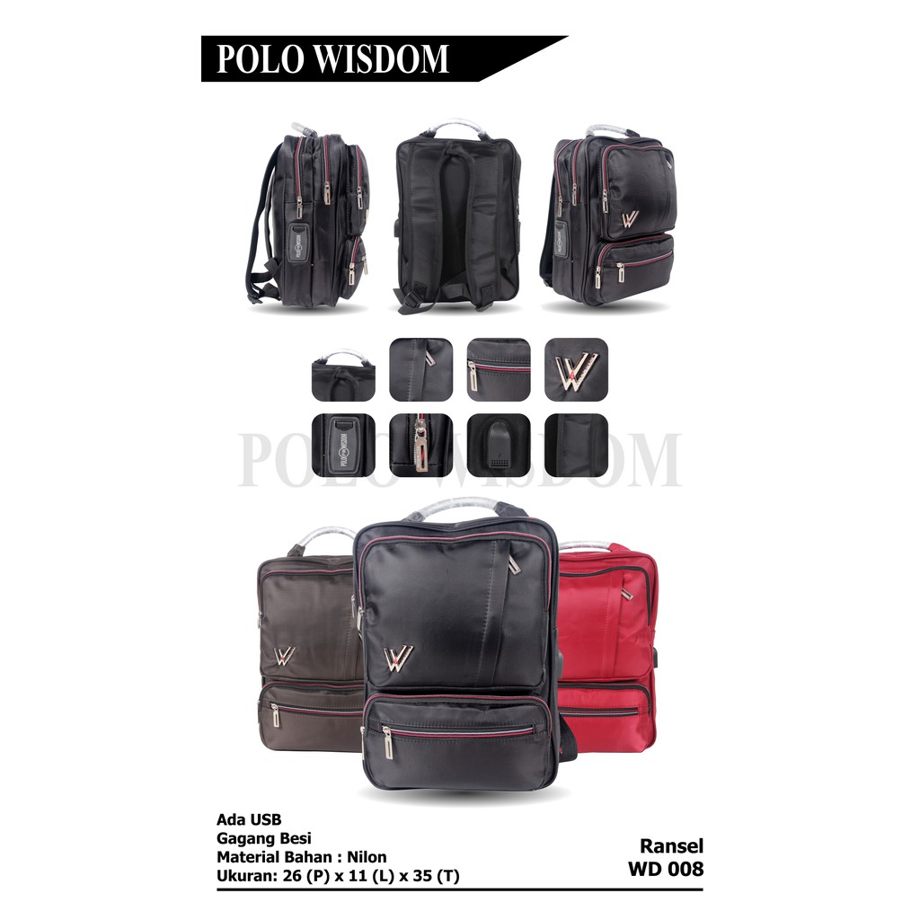 [KLIKTAS] Tas Ransel pria Impor Polo Wisdom - WD 008 - Backpack kantor