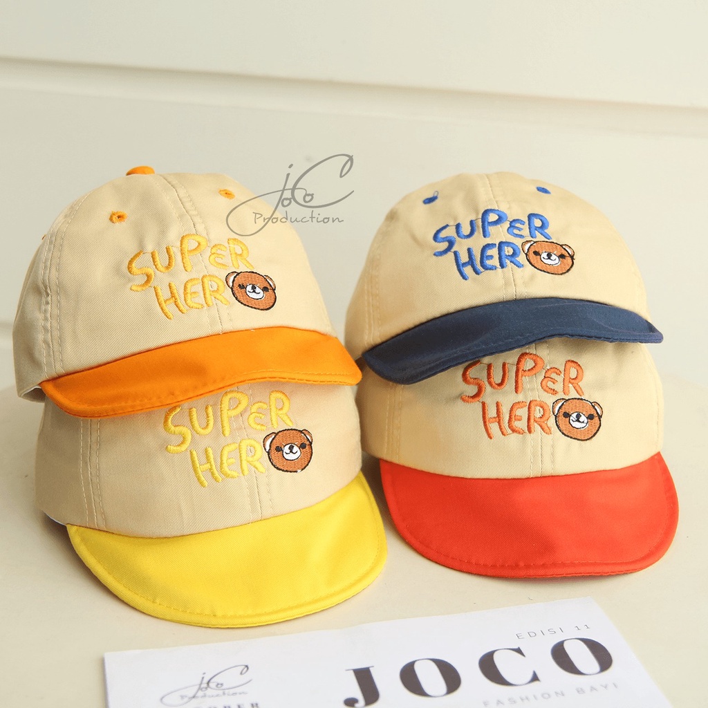 Jocoproduction - Topi Fashion Anak - Bayi Laki-laki & Perempuan Motif Super Hero Bear Pet Cute Unisex Bordir-2