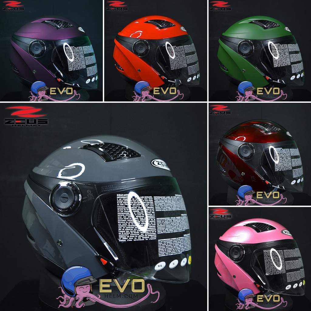 HELM ZEUS 610 HALF FACE ZS610 SOLID - WARNA LENGKAP HELM ZEUS HALF FACE ORIGINAL ZEUS 610 WHITE BLACK DOFF GREY PINK