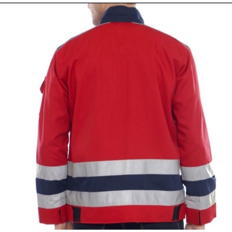 SERAGAM SAFETY MODEL JAKET TAMBANG MERAH NAVY SCOTLIGT LEBAR