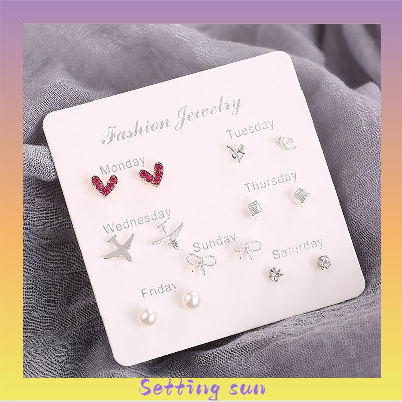 Set 7 Pasang Anting Kombinasi Model Sederhana TN