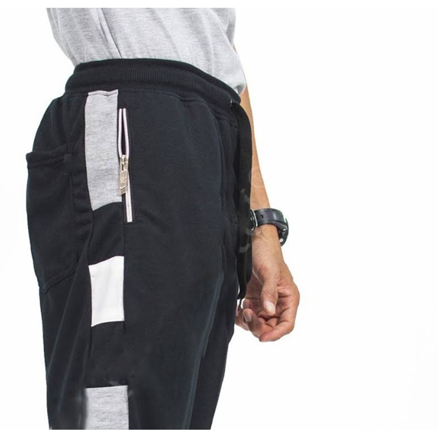 Celana Jogger Pria Hitam List Abu Erikc  - JCCollections