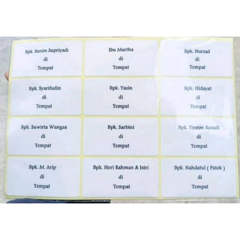 

stiker label nama undangan