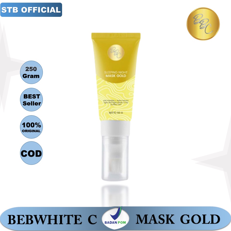 Bebwhite C BBC Sleeping Night Mask Gold Masker Peel Off Pencerah Wajah Menyamarkan Garis Halus Pada Kulit Muka 50g