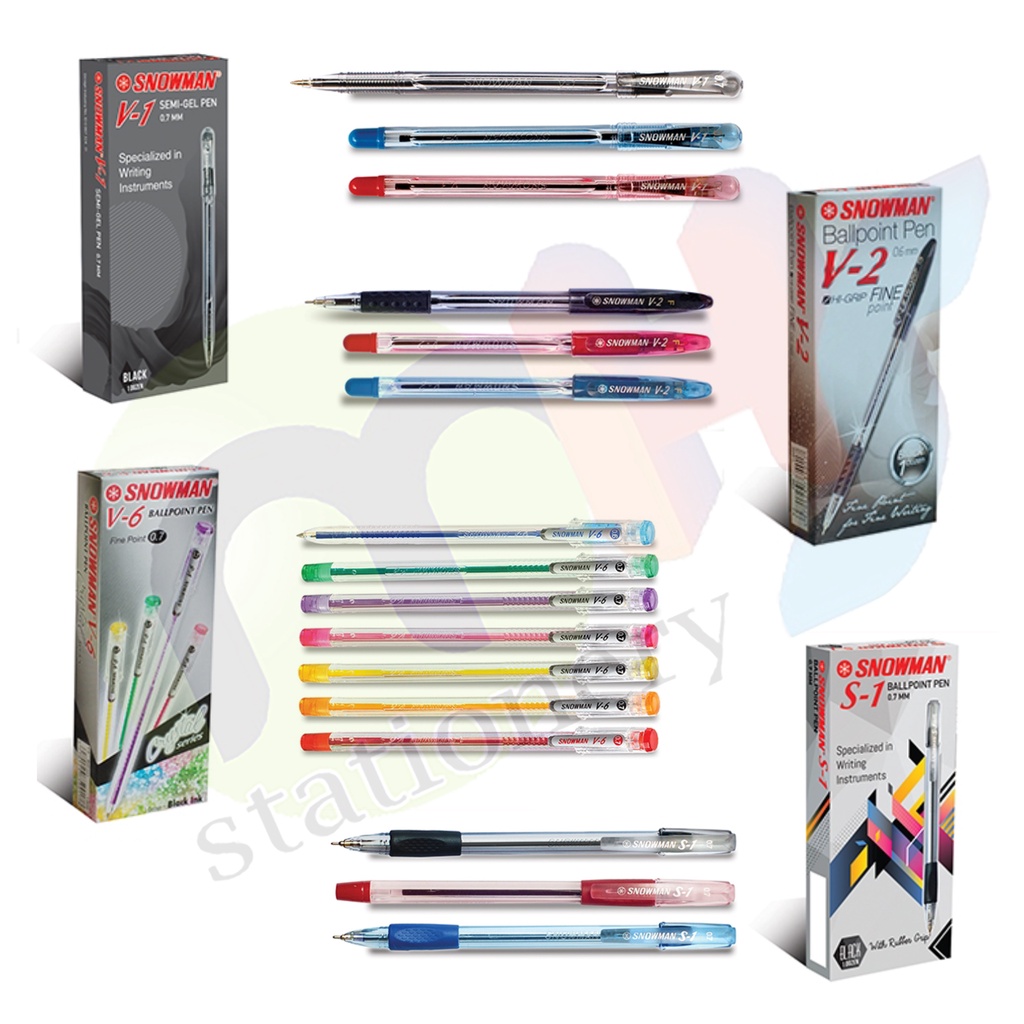 

SNOWMAN Semi Gel Pen Pulpen Pena Ballpoints V-1 V-2 V-6 S-1 V1 V2 V6 S1 V1 V2 V6 S1 1 Box 12 Pcs