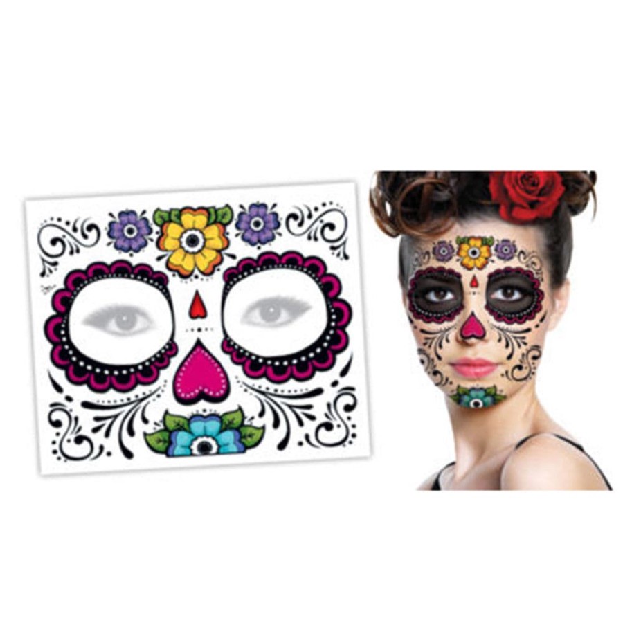 sticker/stiker tato WAJAH halloween temporary tattoo FLORAL SKULL