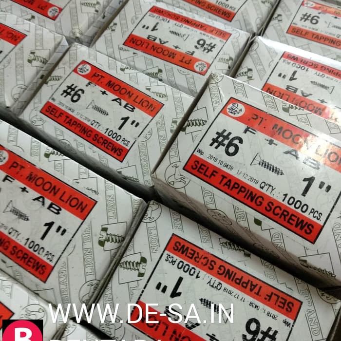 (GROSIR) #6x25 MM Moon Lion Box 1000 PCS Skrup Tapping Screw  (Sekrup Lion #6 X 1&quot;) (WORKSHOP)