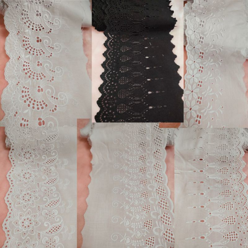 renda katun putih harga per 50cm lebar 10-61cm