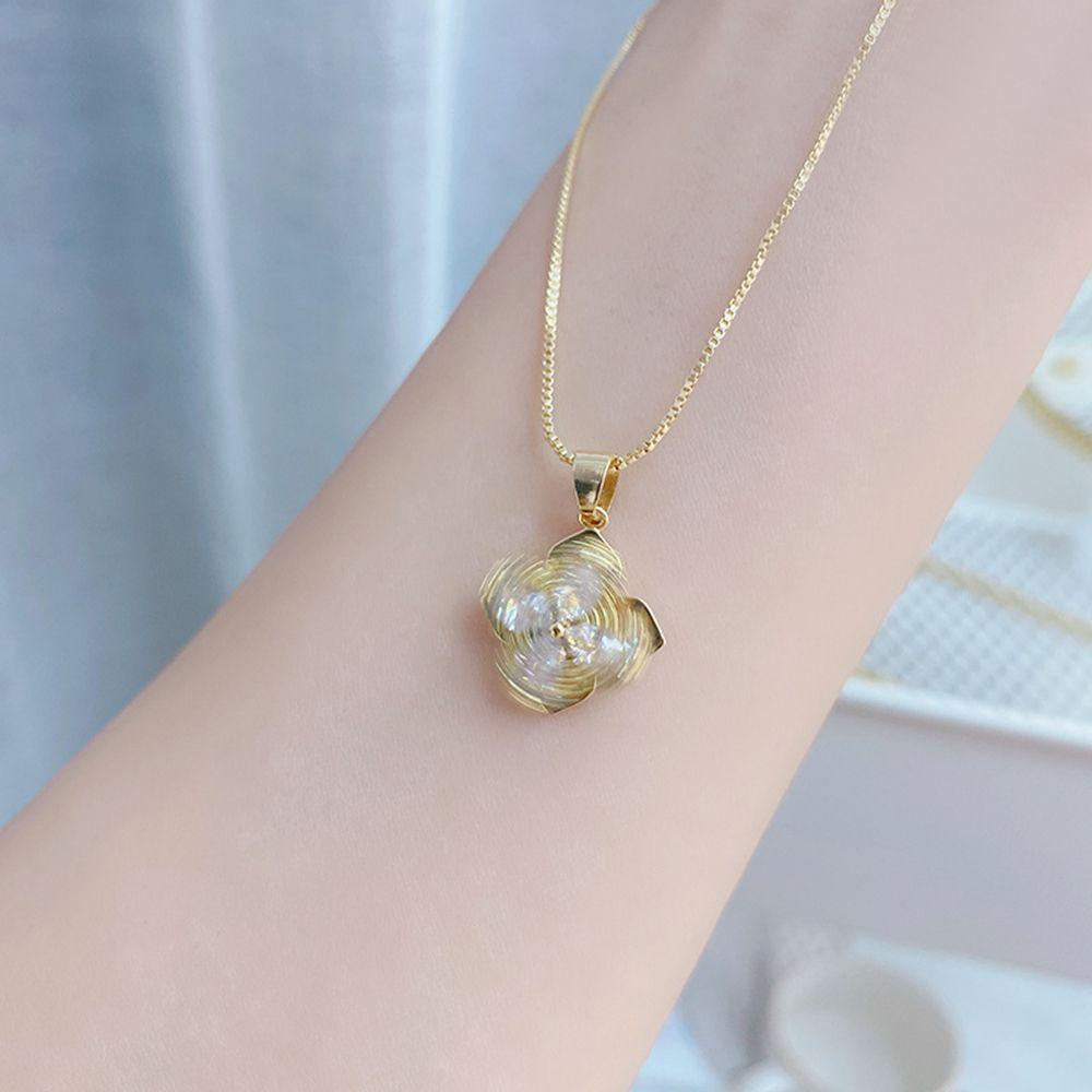 PREVA Rotating Necklaces High Quality S925 Needle Exquisite Women Girl Four Leaf Clover