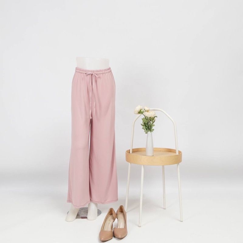 CELANA KULOT PANJANG POLOS WANITA KULOT HIGHWAIST BAHAN SPANDEK MODEL KEKINIAN FASHION BAWAHAN MUSLIM WANITA TERBARU OOTD KOREA KOREAN STYLE MURAH TERLARIS VARIASI TALI DEPAN YUNA CULLOTE BASIC PANTS POLOS LP 100 CM-7
