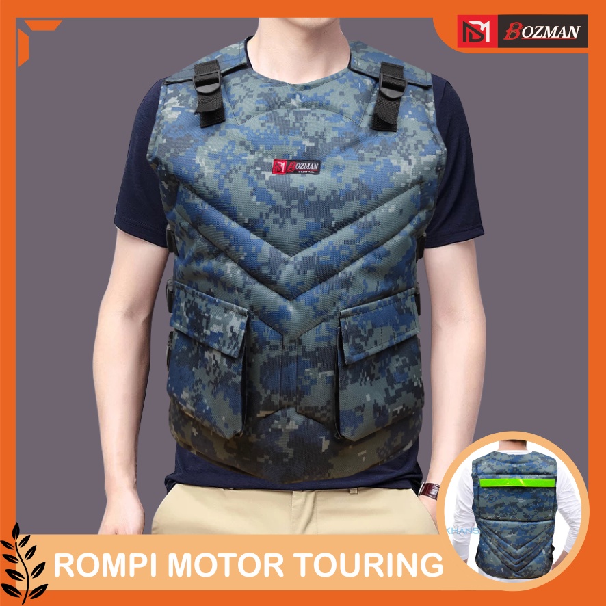 Rompi Motor Keren Cocok Untuk Touring Pelindung Dada Anti Angin Body Protector-Double Grey