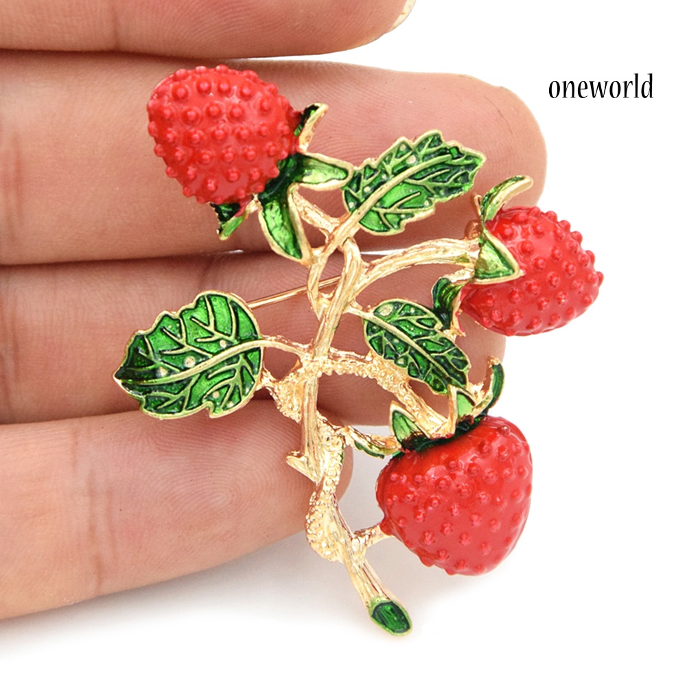 OW@ Women Fashion Strawberry Shape Brooch Pin Party Dress Collar Scarf Badge Gift