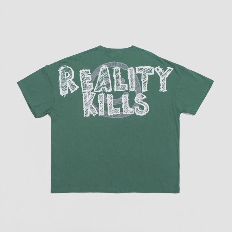 FAITH FADE UTOPIA - Reality Kills Wide Oversized Tee (Dusty Green)