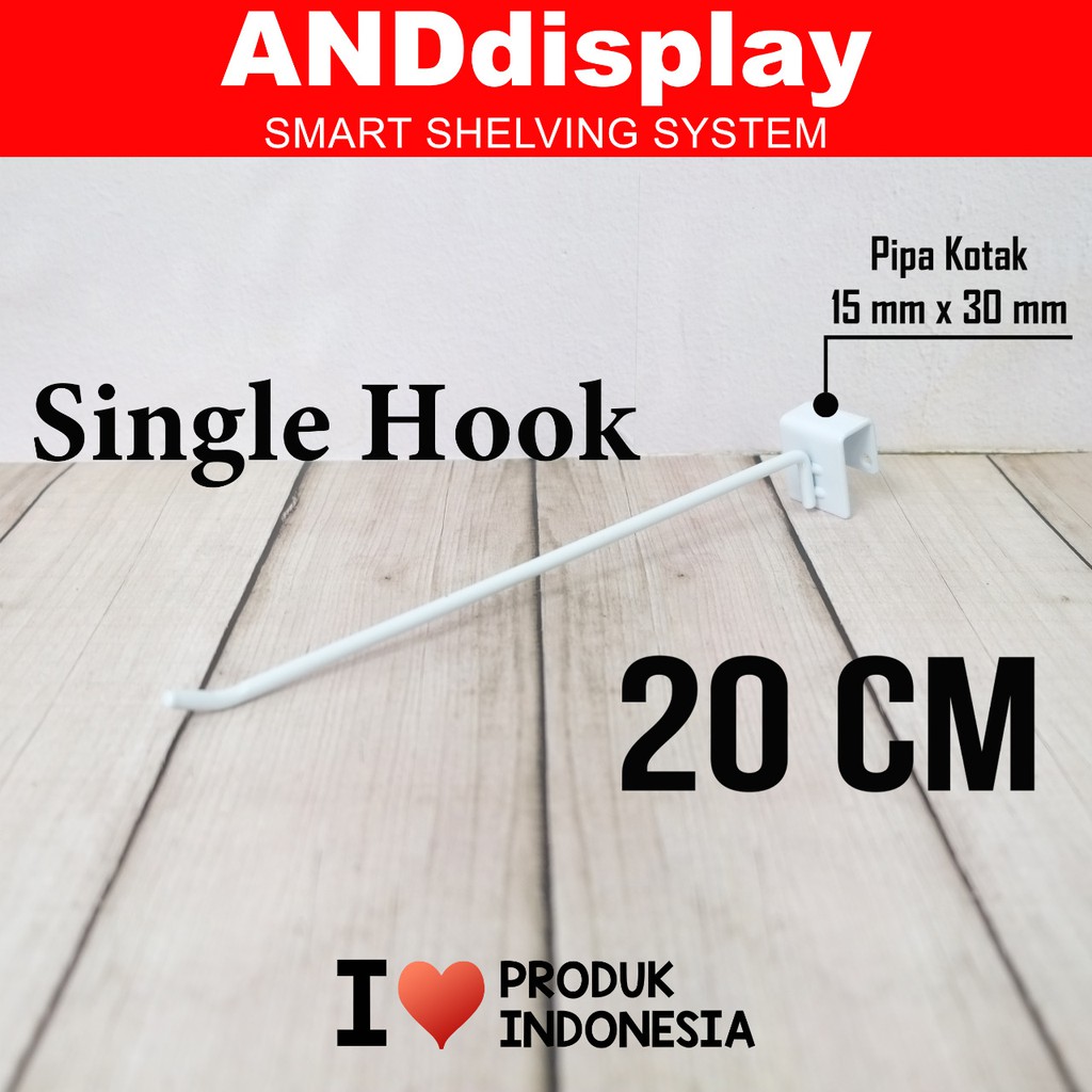 SINGLE HOOK 20CM PER 10 PCS CANTOLAN AKSESORIS GANTUNGAN PIPA KOTAK ANDDISPLAY