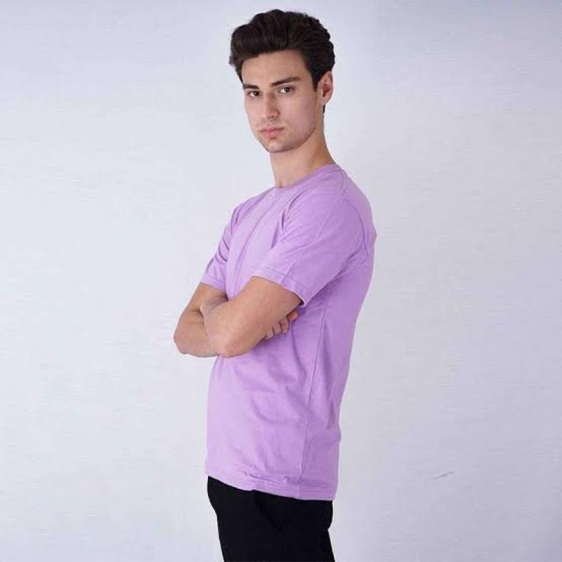 Kaos Polos Ungu Muda Lilac Lengan Pendek Cotton Combed 30s