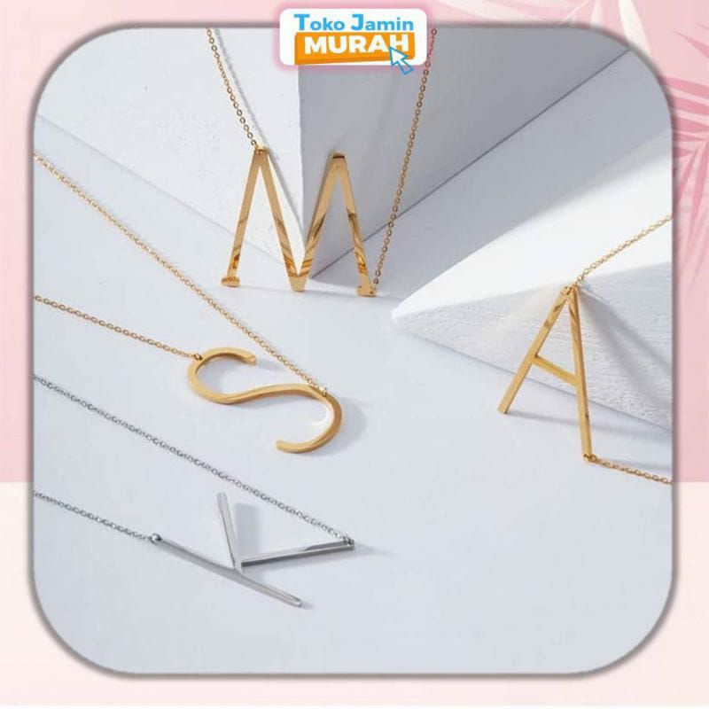 kalung huruf size kecil dan gelang huruf titanium warna emas