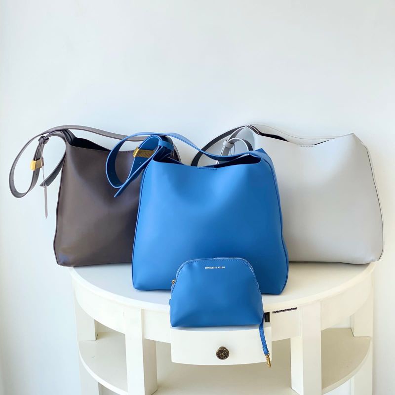 PROMO SALE Tas ck tote bag 2in1 charles keith biru coklat abu
