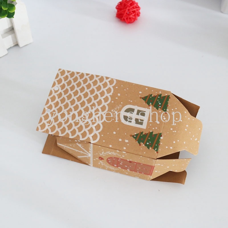 10pcs / set Kotak Permen Bentuk Rumah Bahan Kertas Kraft Untuk Dekorasi Pesta Pernikahan