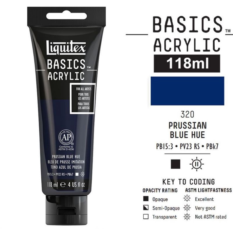 

LIQUITEX BASICS ACRYLIC COLOUR 118 ML PRUSSIAN BLUE HUE