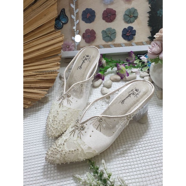 sepatu wedding rafaizoutfit rullye broken white 5cm kaca