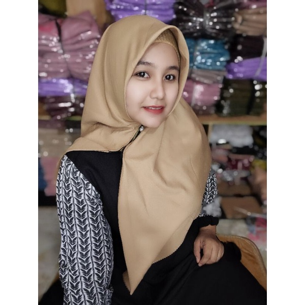 HIJAB ZIPER MOTIF VOAL SERI HITAM POLOS VOAL/  RESLETING STANDAR/JILBAB RESLETING ZIPER