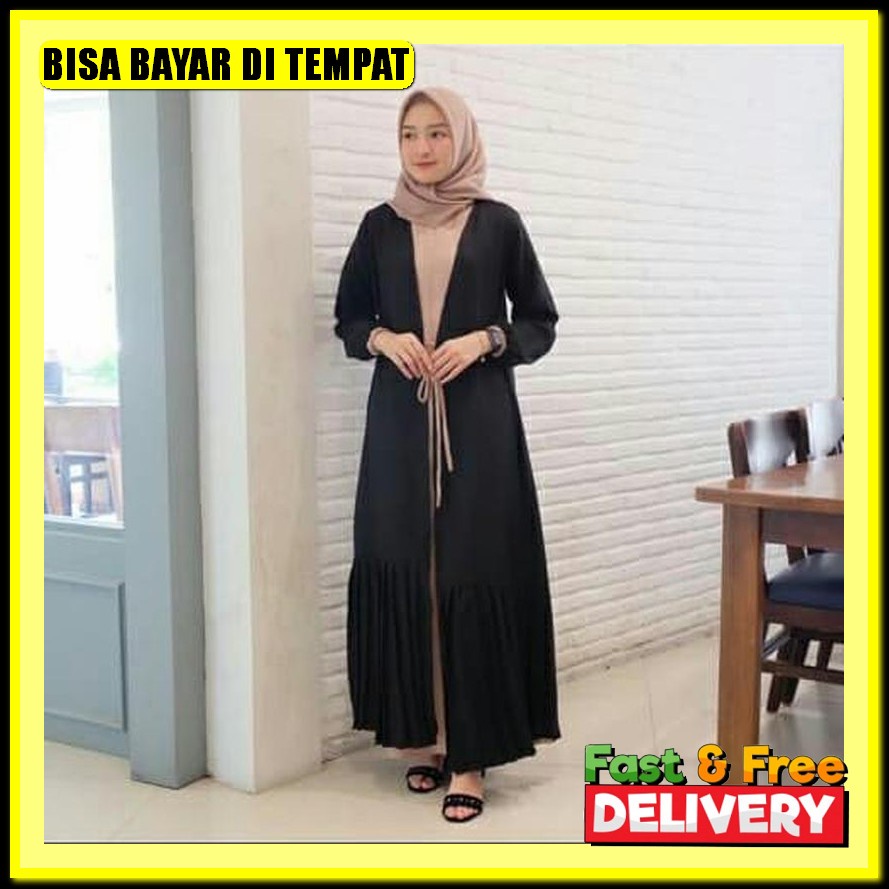 Gamis Import Lfy, Dress Muslimah Import, Korean Look Gamis Maxi / Baju Dress Wanita Muslim Elma Busui Moscrepe High Quality