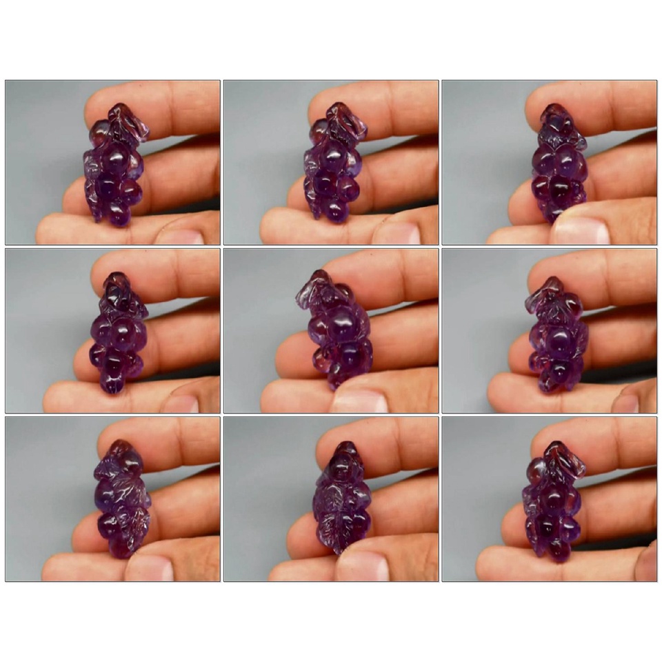 CV008 Natural Untreated Purple AMETHYST 52.77ct Grape Carving