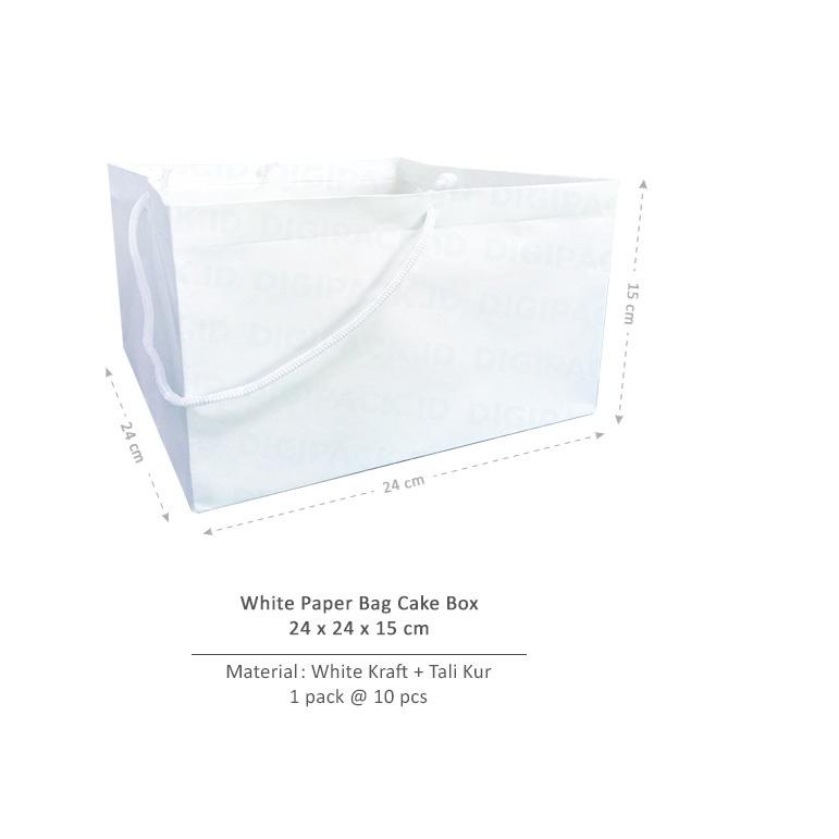 

Big Sale Digipack White Paper Bag Cake Box 24 x 24 x 15 Kantong Kertas