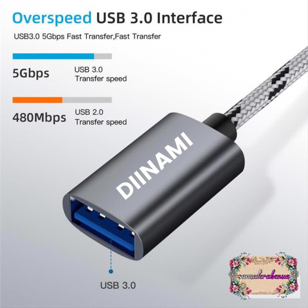 BM073 Kabel cable usb otg diinami 2in1 Micro dan tipe c usb 3.0 SB1168