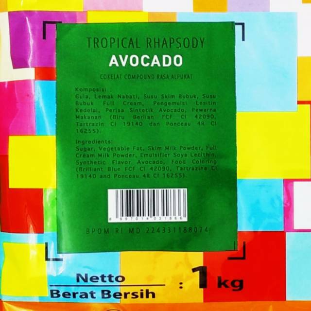 

ELMER Chocolate / Coklat Compound Tropical Avocado 1 Kg