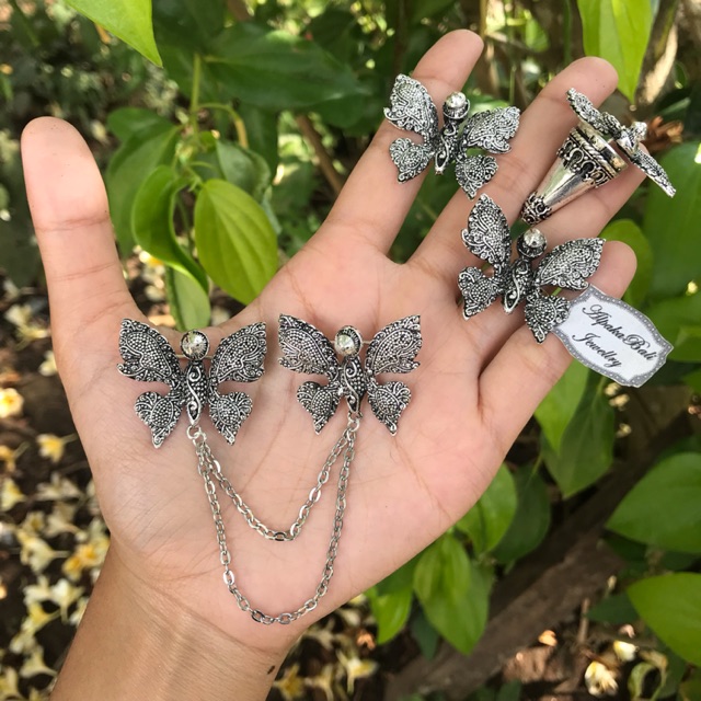 Bros Alpaka Bali Kancing Kupu Bakar TM