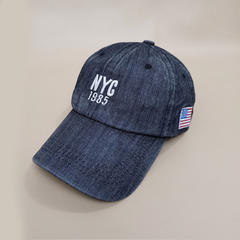 Topi Pria Wanita Baseball Denim NYC 1985 Bordir Fashion Korean Casual BSAN