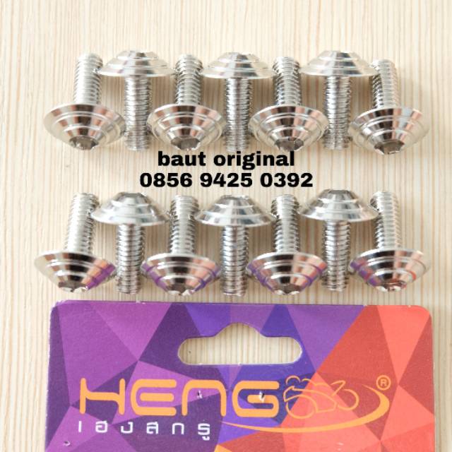 Baut payung probolt ulir silver stainless 6x15 drat 10 panjang 1.5 cm original heng thailand sensor airduct