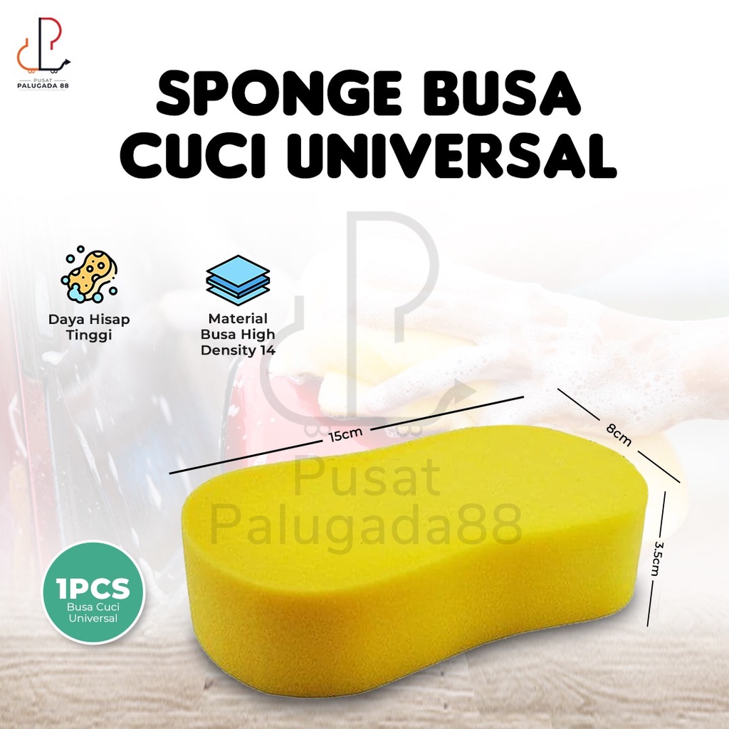 SPONGE BUSA CUCI MOBIL MOTOR PIRING KUNING BENTUK 8 SPON FOAM WASH