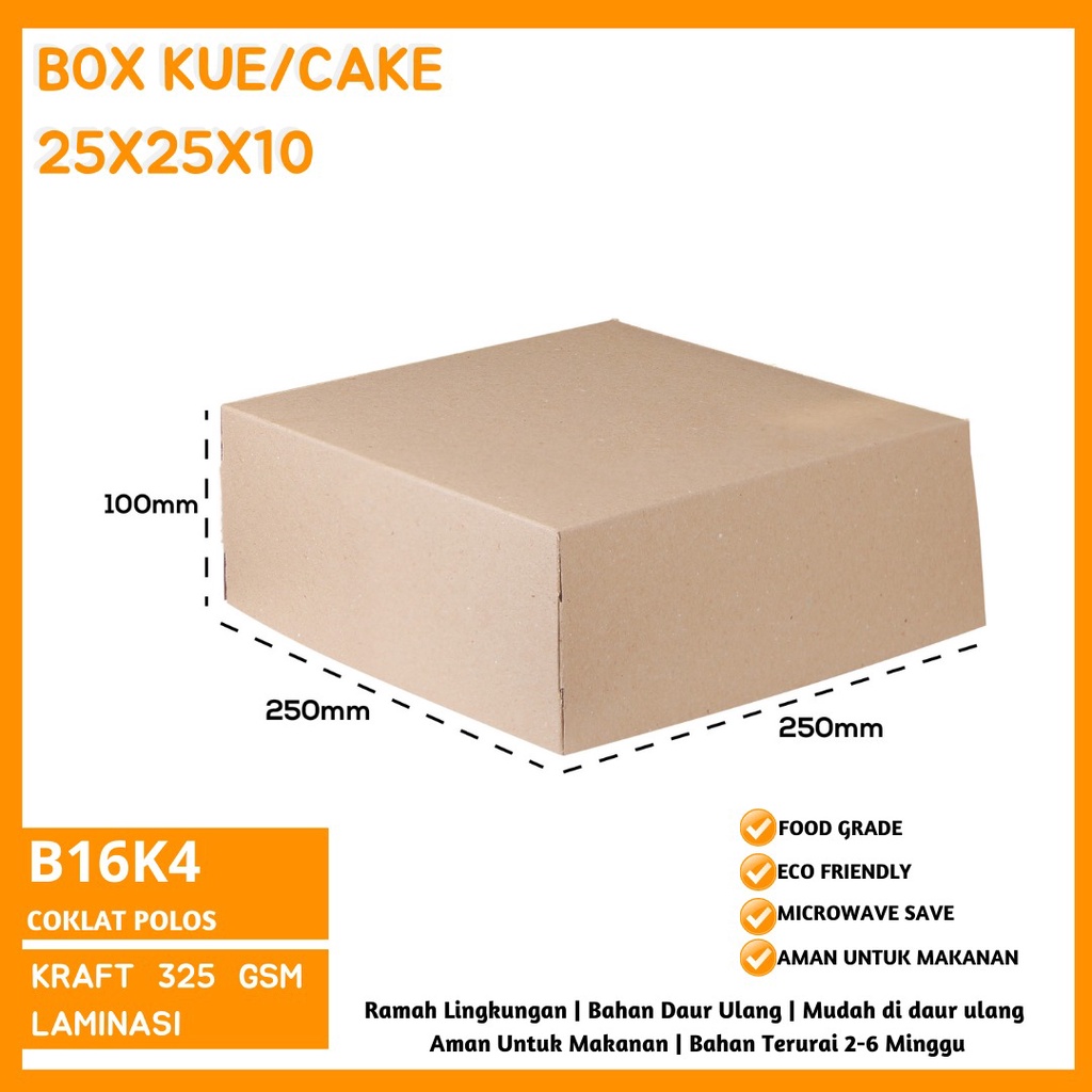 Box Kue Dus 25x25x10 Bahan 325 Gsm Dus Cake (B16K4-Laminasi)