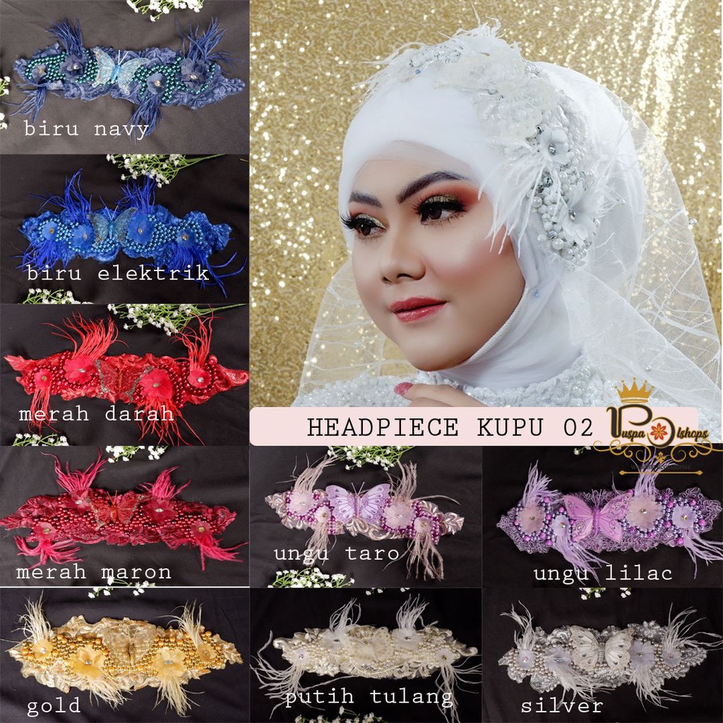 Headpiece  kupu 2 Mutiara  headpiece hijab  headpiece pengantin