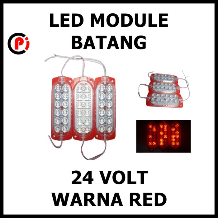 LED Module Batang 24 Volt 24V Mode Running 12 LED Warna Merah Red