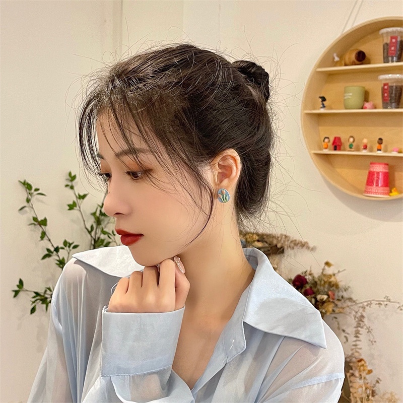 Co Co Anting Tusuk Gantung Desain Tulisan Hias Mutiara Gaya Retro High quality Untuk Wanita