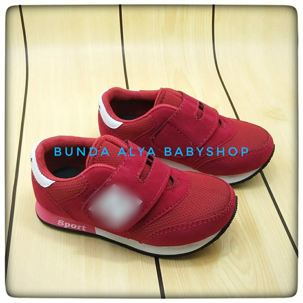 Sepatu Anak Laki Laki Usia 4 - 6 Tahun MERAH Sneakers - Sepatu Anak Sport Cowok Cewek Alas Anti Licin Size 28 - 31